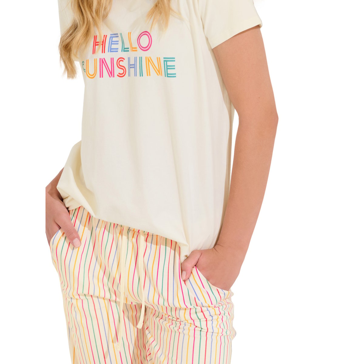 Pyjama pantalon t-shirt SUMMER ivoire, LISCA