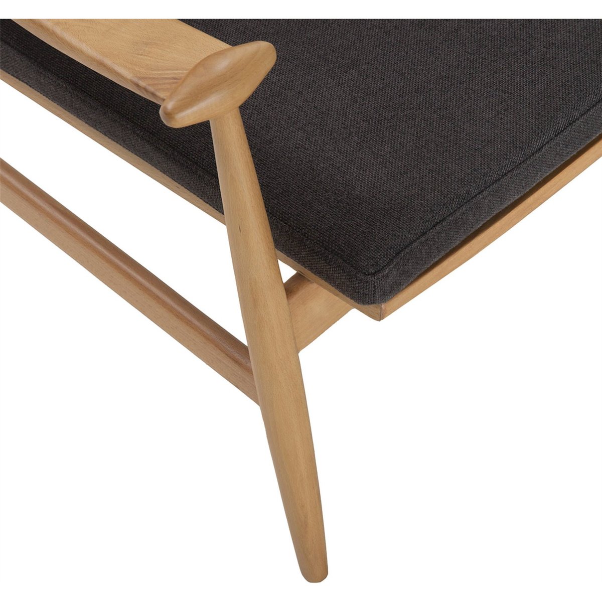 Fauteuil en hêtre et tissu tissé naturel et noir, RECOLLECTION