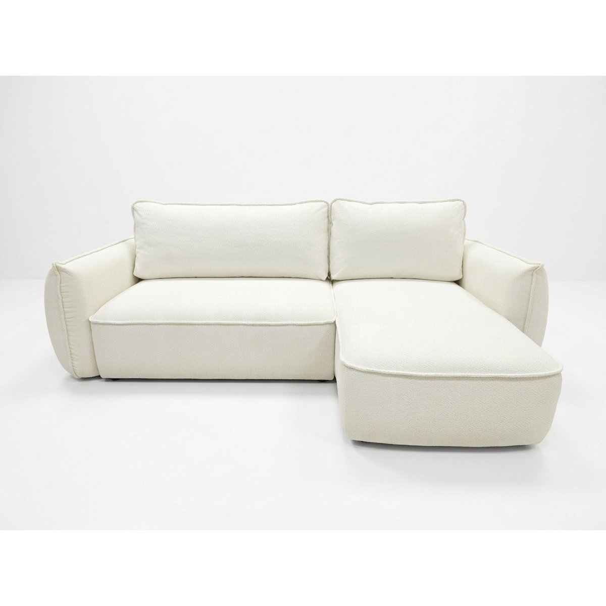 Canapé d'angle convertible 3 places en tissu chenille, ESMEE blanc, BOBOCHIC