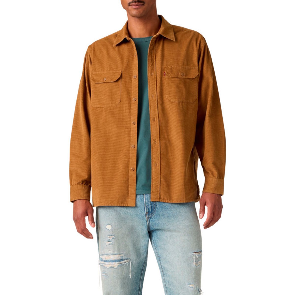 Chemise en coton camel à coupe droite pourvue d'un col à revers beige, LEVI'S