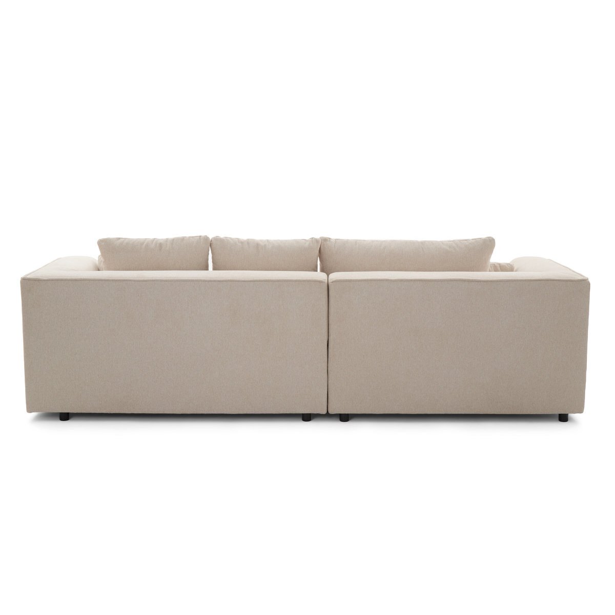 Canapé droit convertible 3 places en tissu lisse, CLOVIS beige, BOBOCHIC