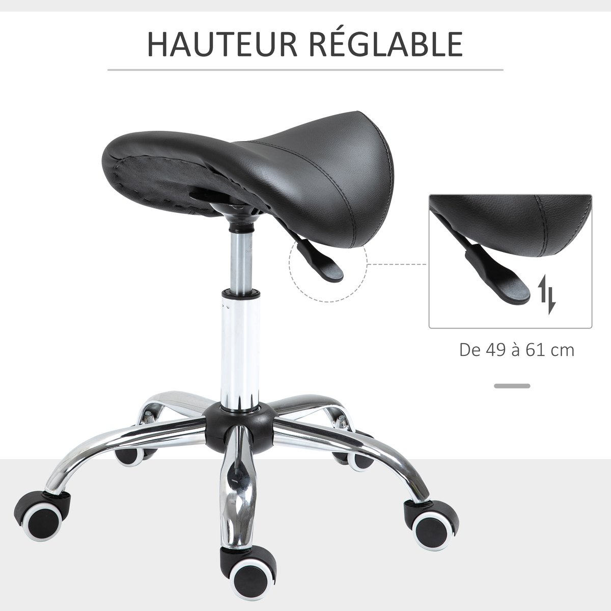 Tabouret de salon Métal Noir noir, HOMCOM