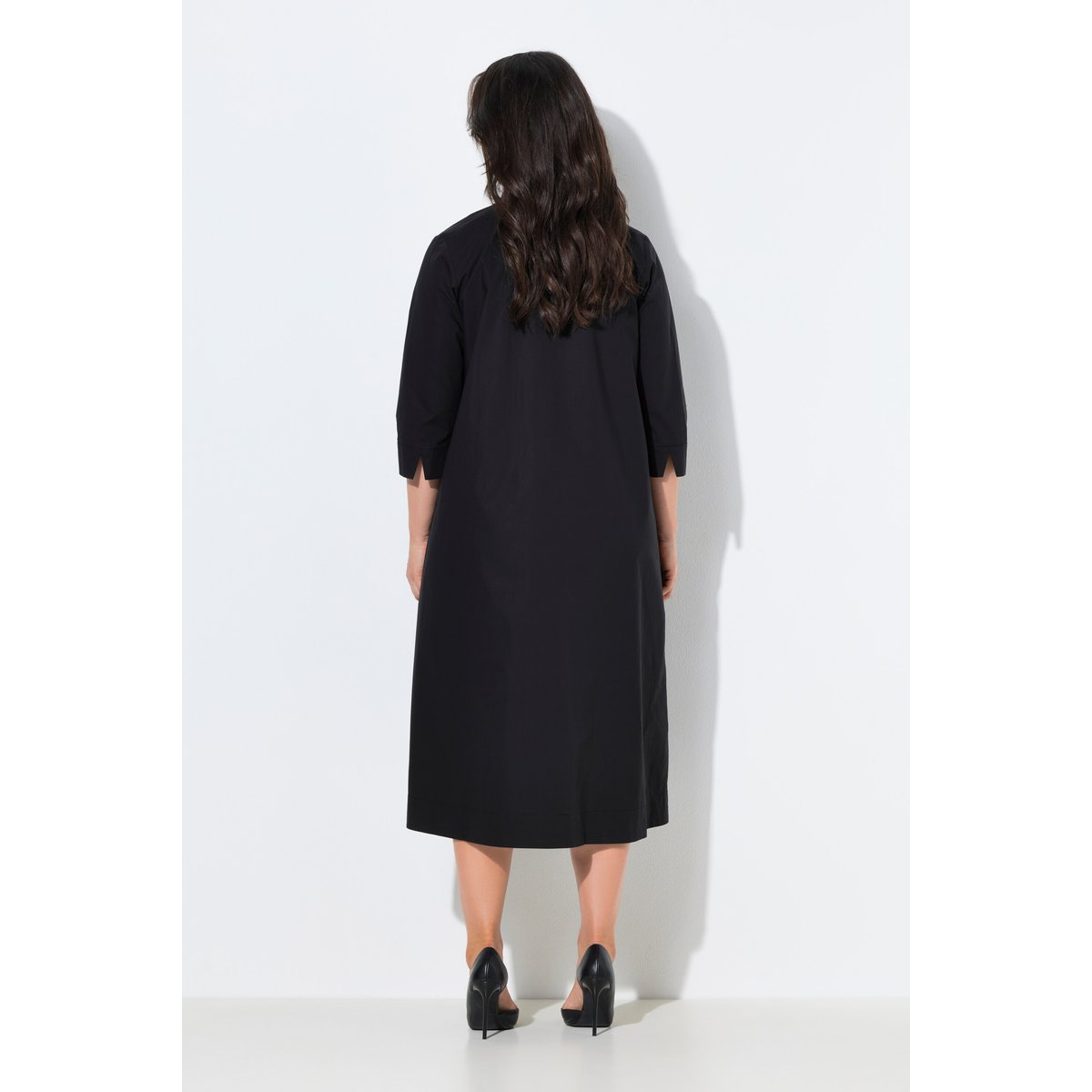 Robe midi en Papertouch noir, ULLA POPKEN