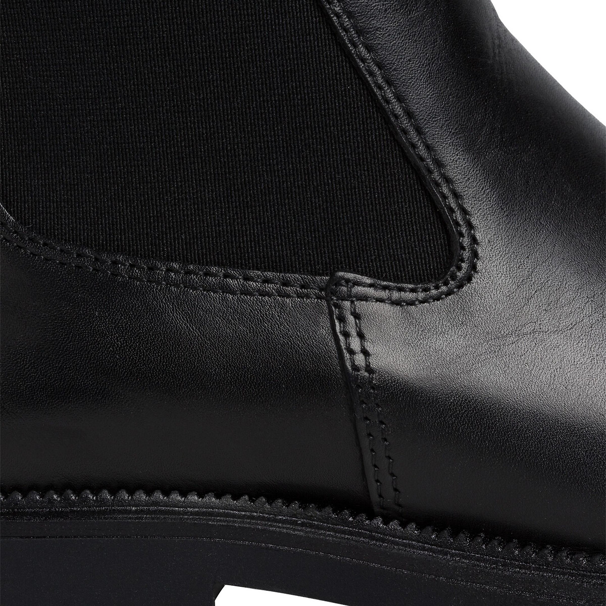 Boots chelsea en cuir noir, TAMARIS