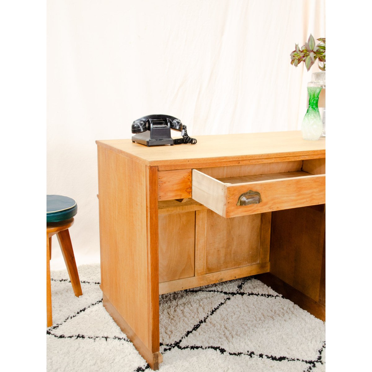 Meuble de métier comptoir en chêne Fernand N°486 - Bon état bois clair, DEBONGOUT