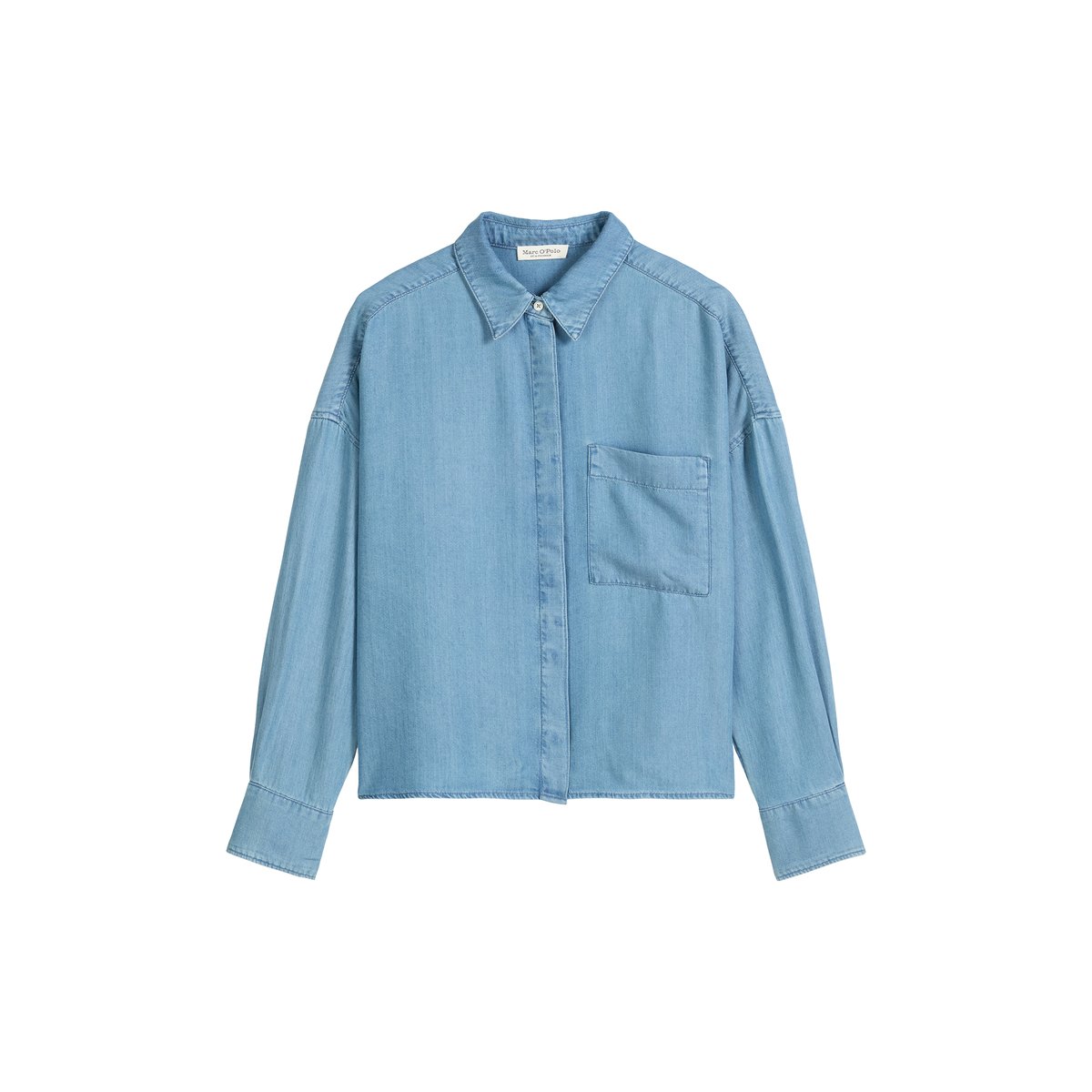Blouse en jean regular en TENCEL™ Lyocell bleu moyen, MARC O'POLO