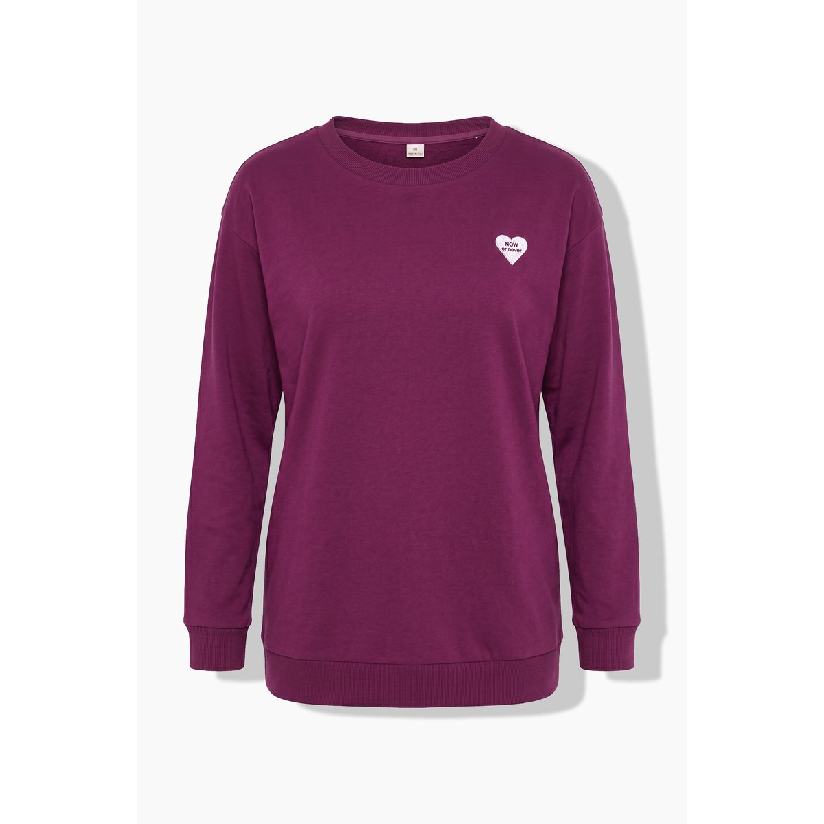 Sweat-shirt avec cœur brodé, coupe oversize baies foncé, ULLA POPKEN