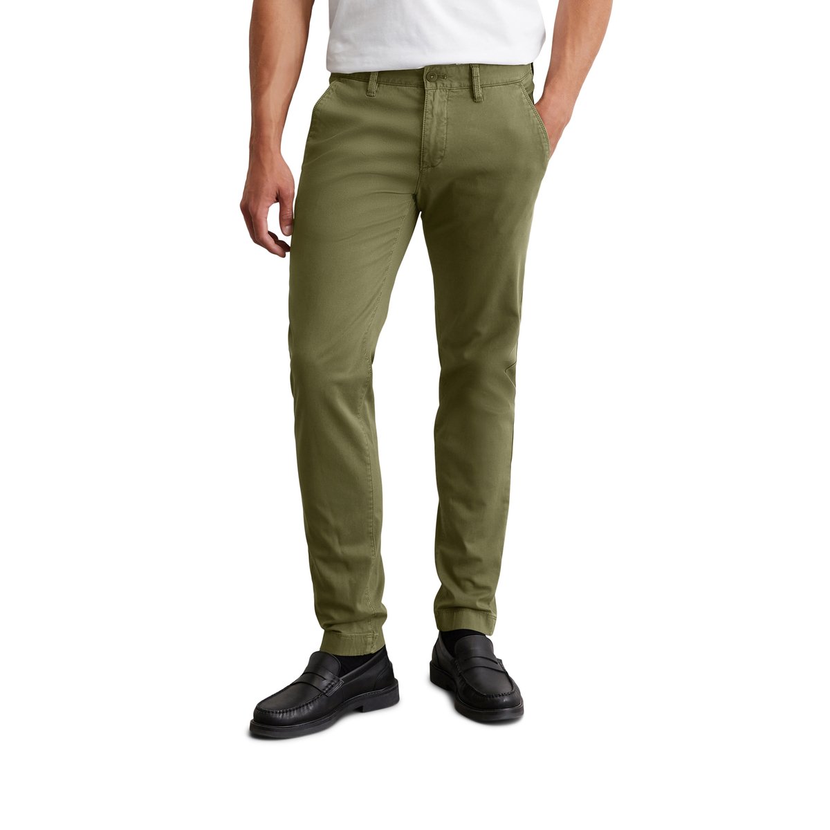 Chino modèle Stig shaped en coton bio mélangé vert, MARC O'POLO