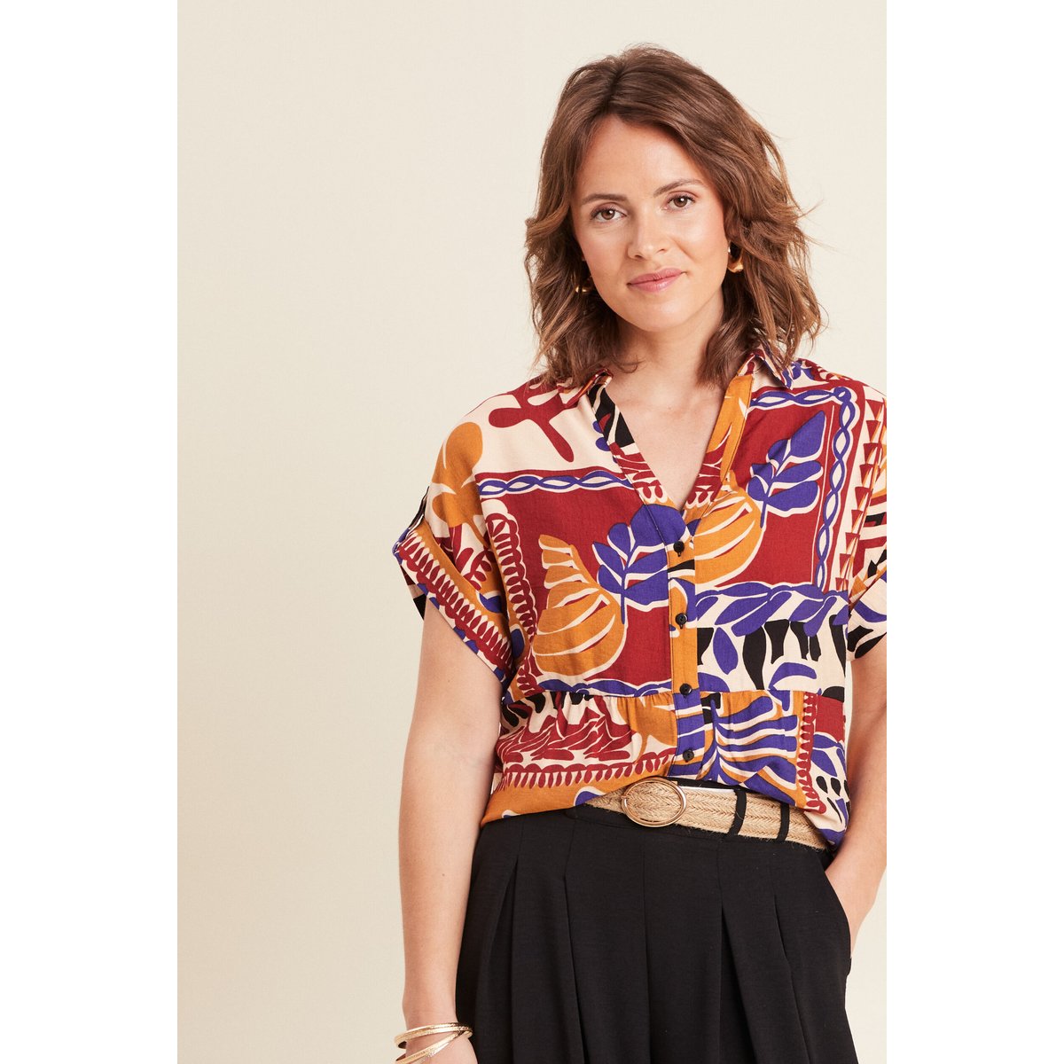Chemise ample manches courtes multicolore, BREAL