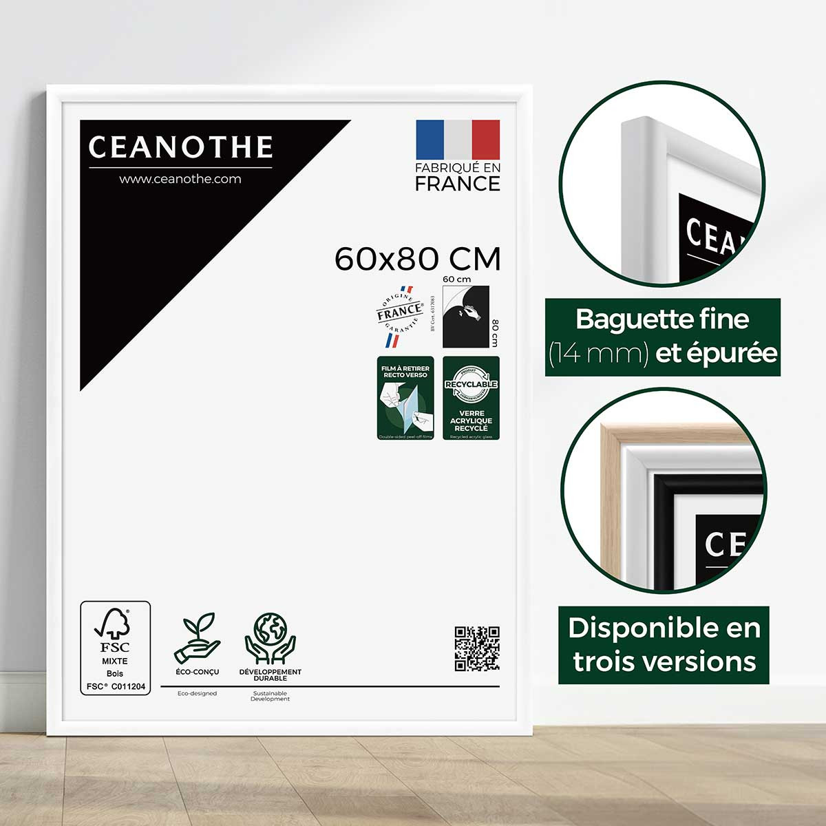 Cadre Photo Exposition En Bois Massif Fsc ESSENTIEL blanc, CEANOTHE