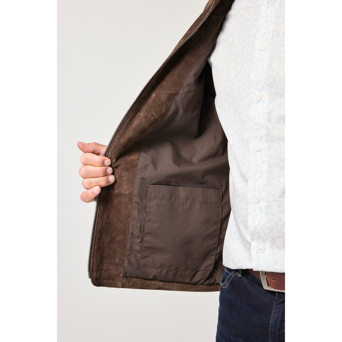 Veste en cuir, modèle sans manches marron, JP1880