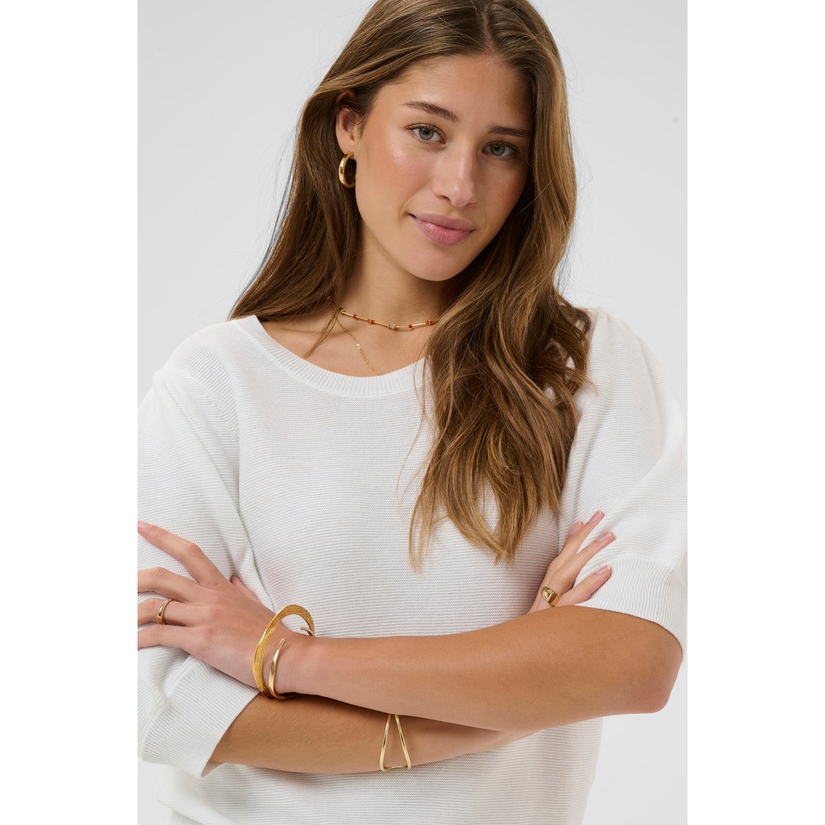 Pullover tricoté blanc snow white, CREAM