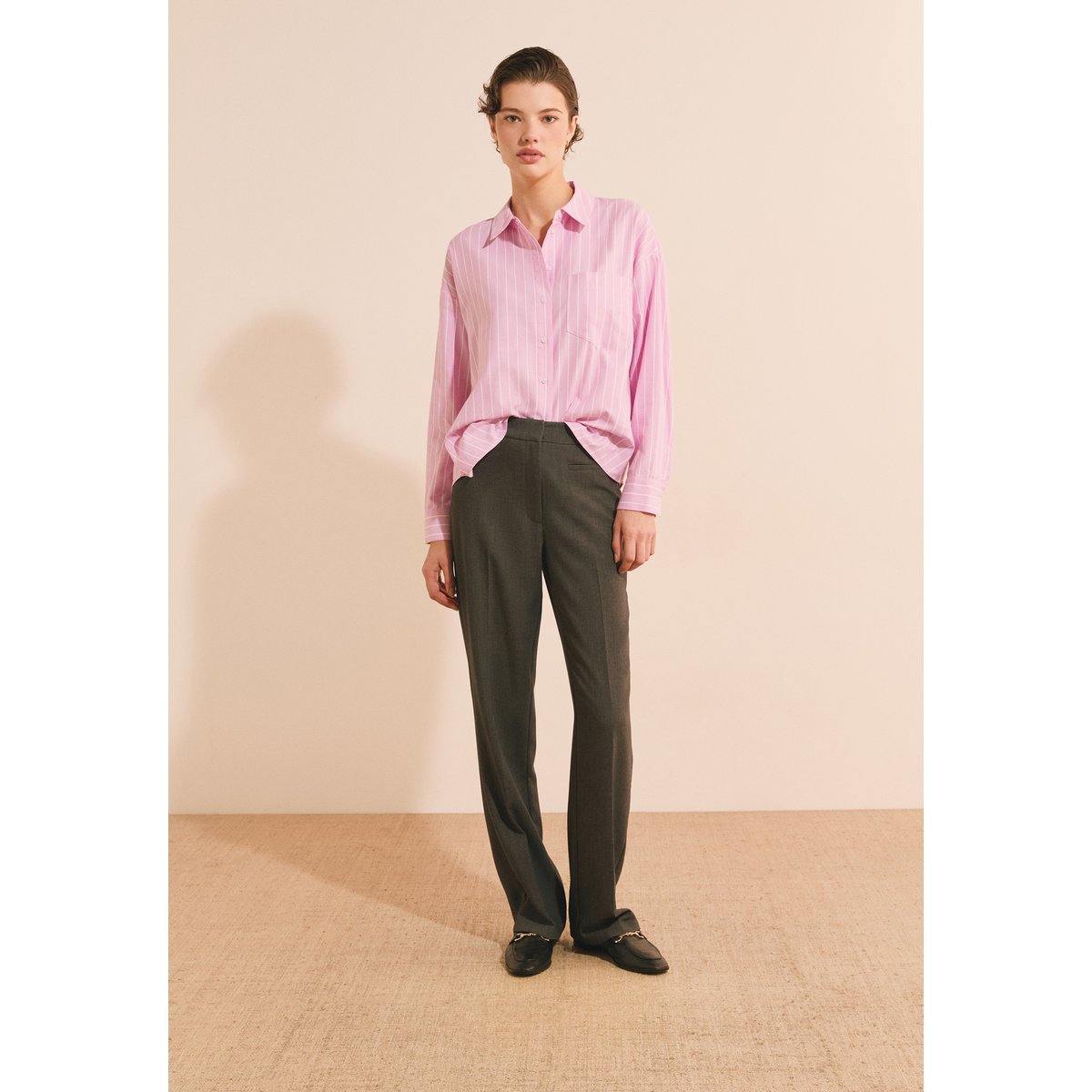 Chemise en coton ELEANOX RAY imp fond rose, ETAM