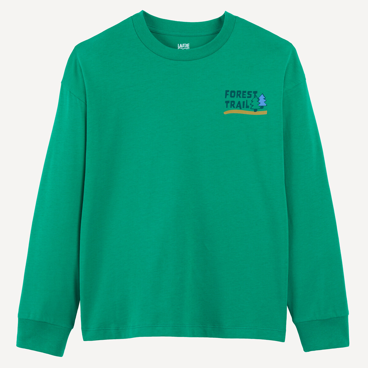 T-shirt col rond, à manches longues, imprimé forêt vert, LA REDOUTE COLLECTIONS