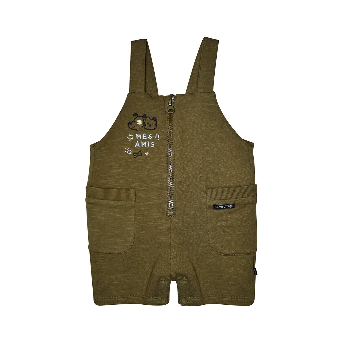 Ensemble tshirt salopette courte rosin vert, SUCRE D'ORGE