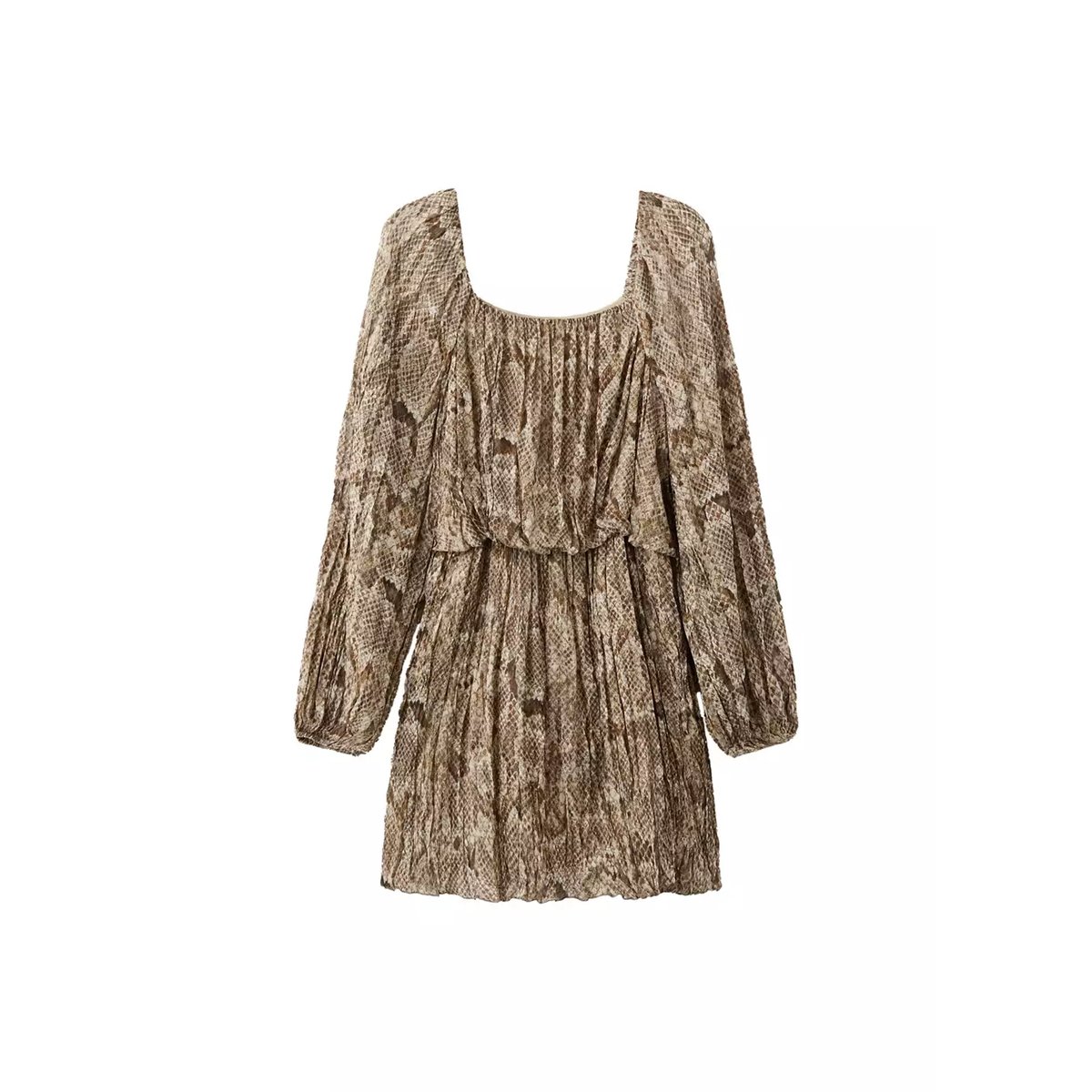 Robe fluide en imprimé animal kaki, MANGO