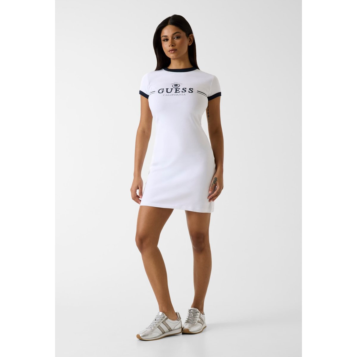 Robe Avec Logo Brodé blanc, GUESS