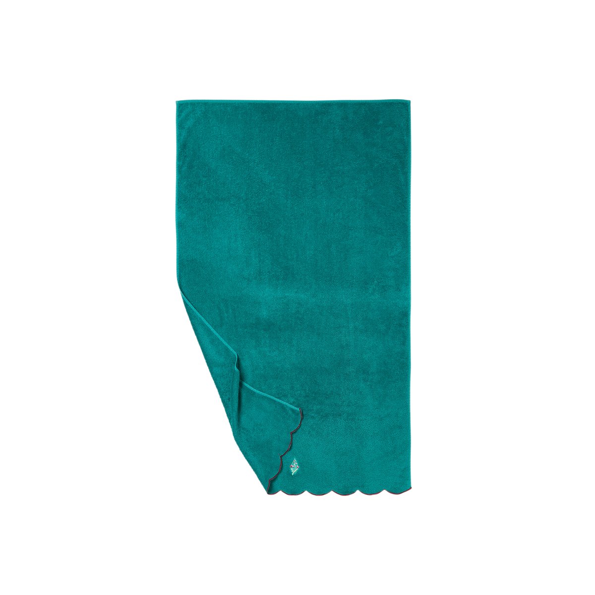Drap de bain coton bio BUNDI emeraude, CARRE BLANC