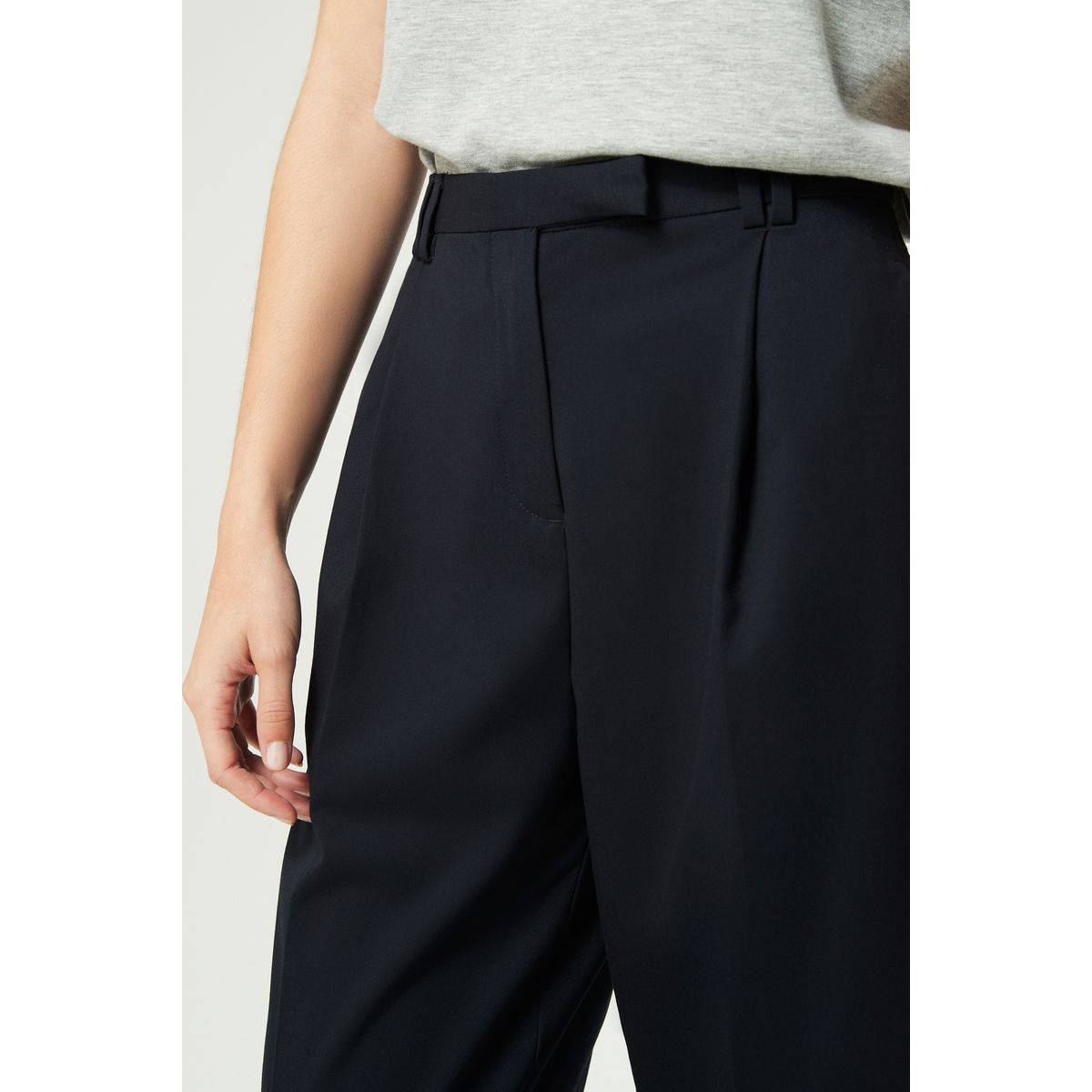 Pantalon large ajusté bleu marine, NEXT