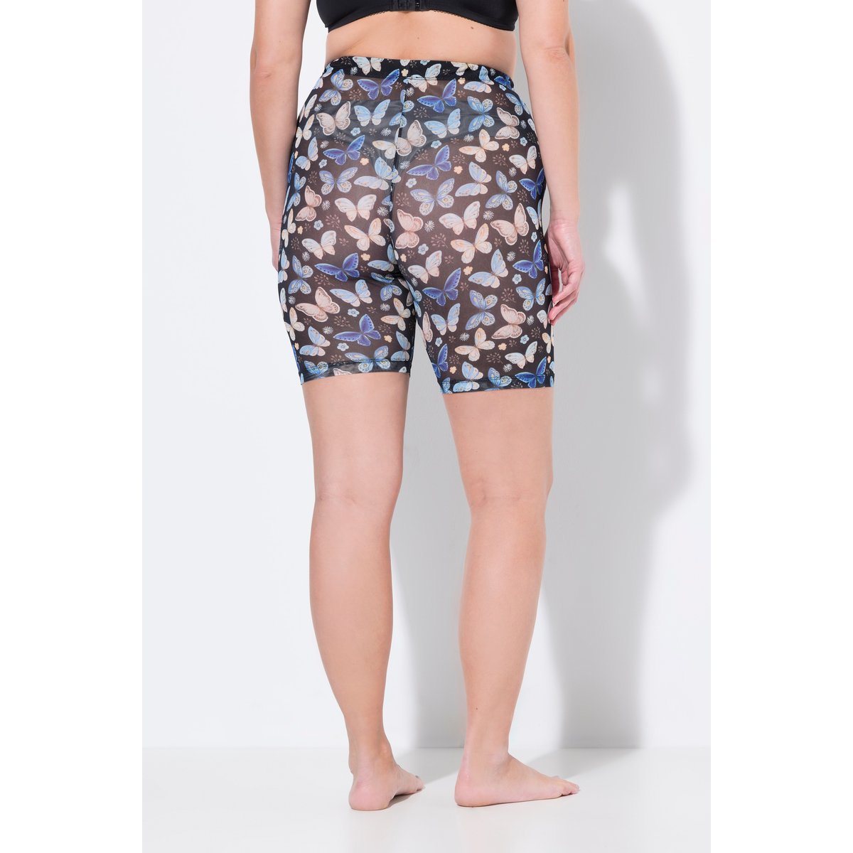 Panty en mesh. Motif papillons noir, ULLA POPKEN