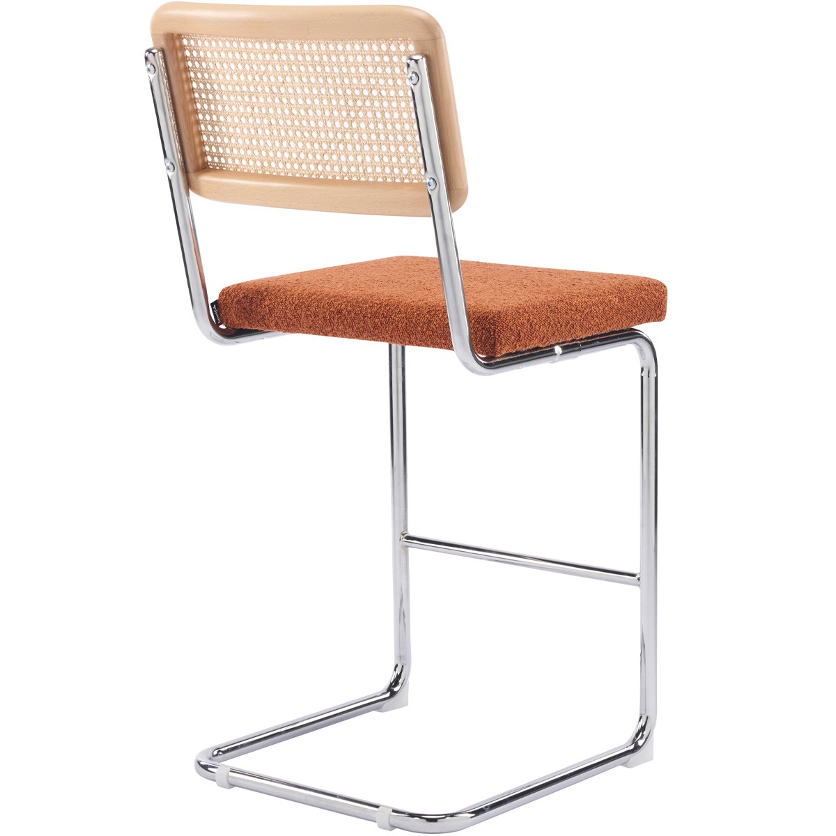 Lot de 2 tabourets de bar en cannage et tissu bouclé - MUSE rouille, HOMIFAB