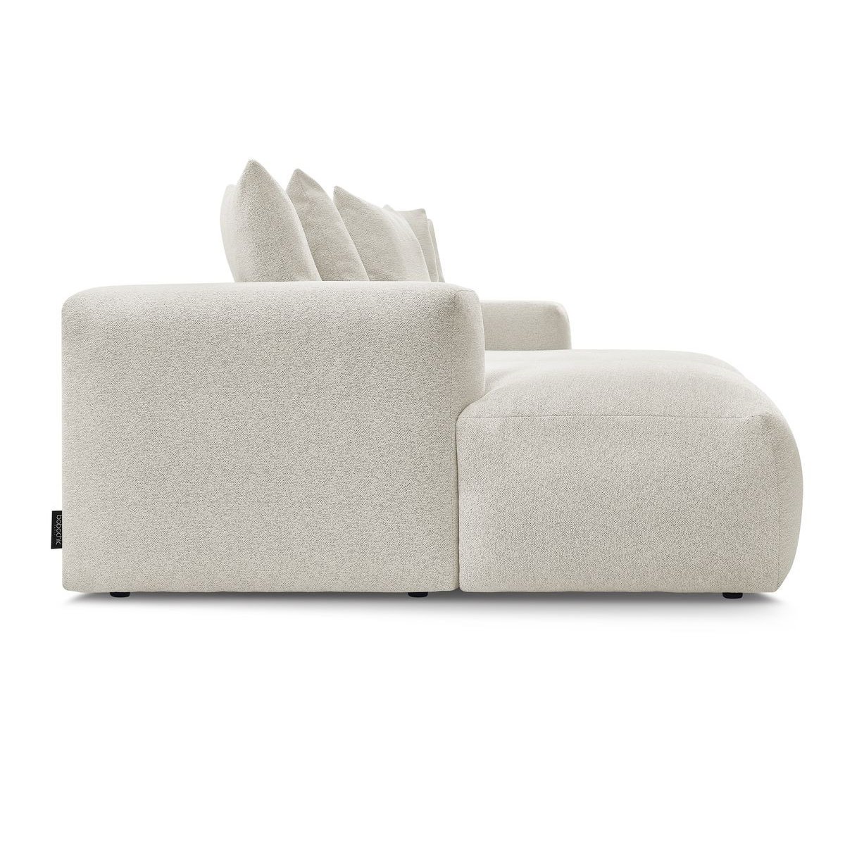 Canapé droit fixe 4 places en tissu chiné, VOLTAIRE blanc, BOBOCHIC
