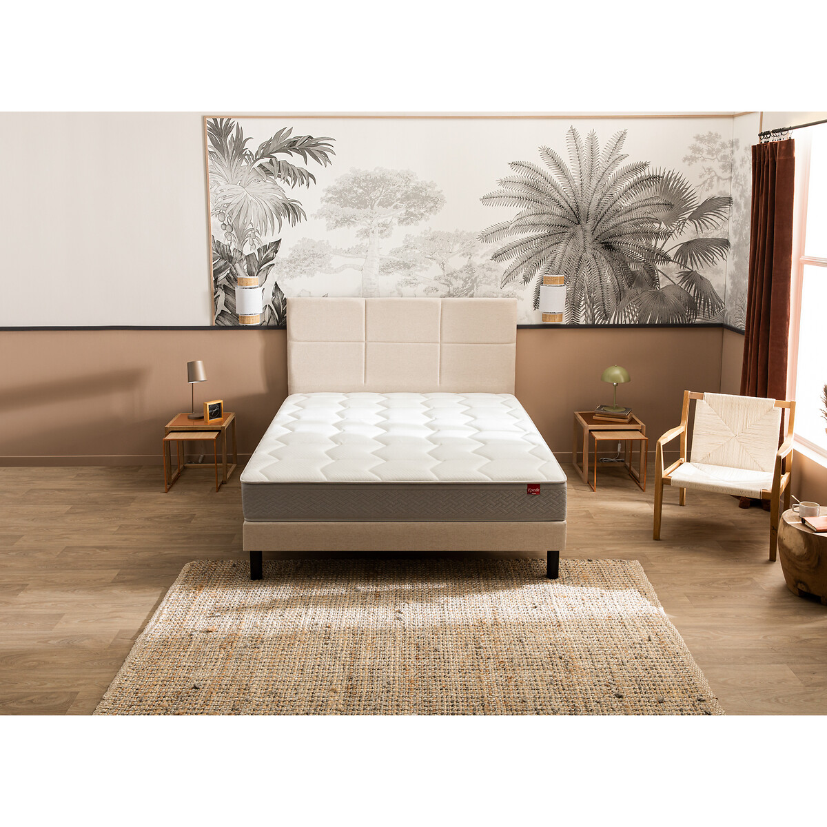 Matelas 580 ressorts ensachés ferme, Destination blanc/gris souris, EPEDA