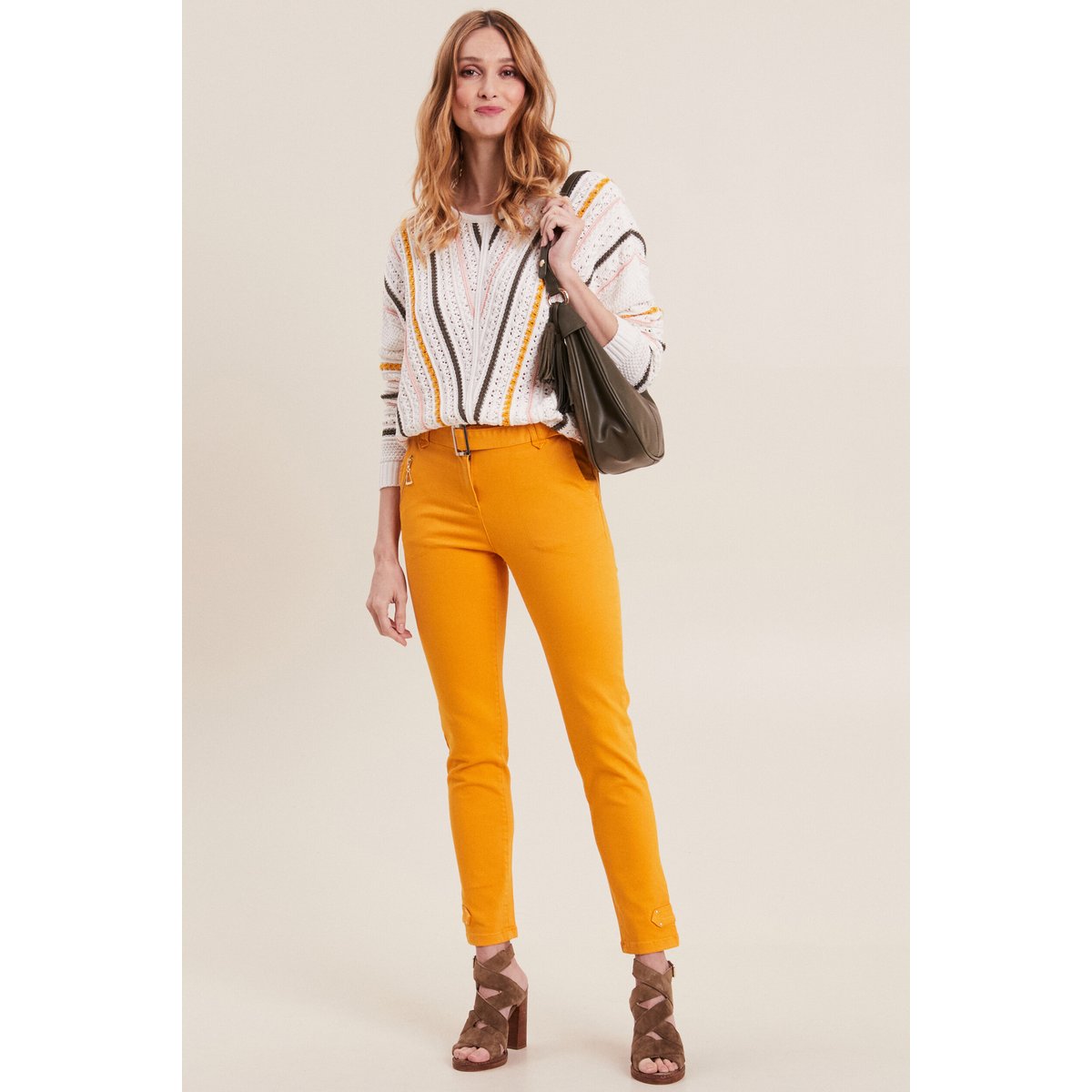 Pantalon ajusté 7/8ème jaune moutarde, BREAL