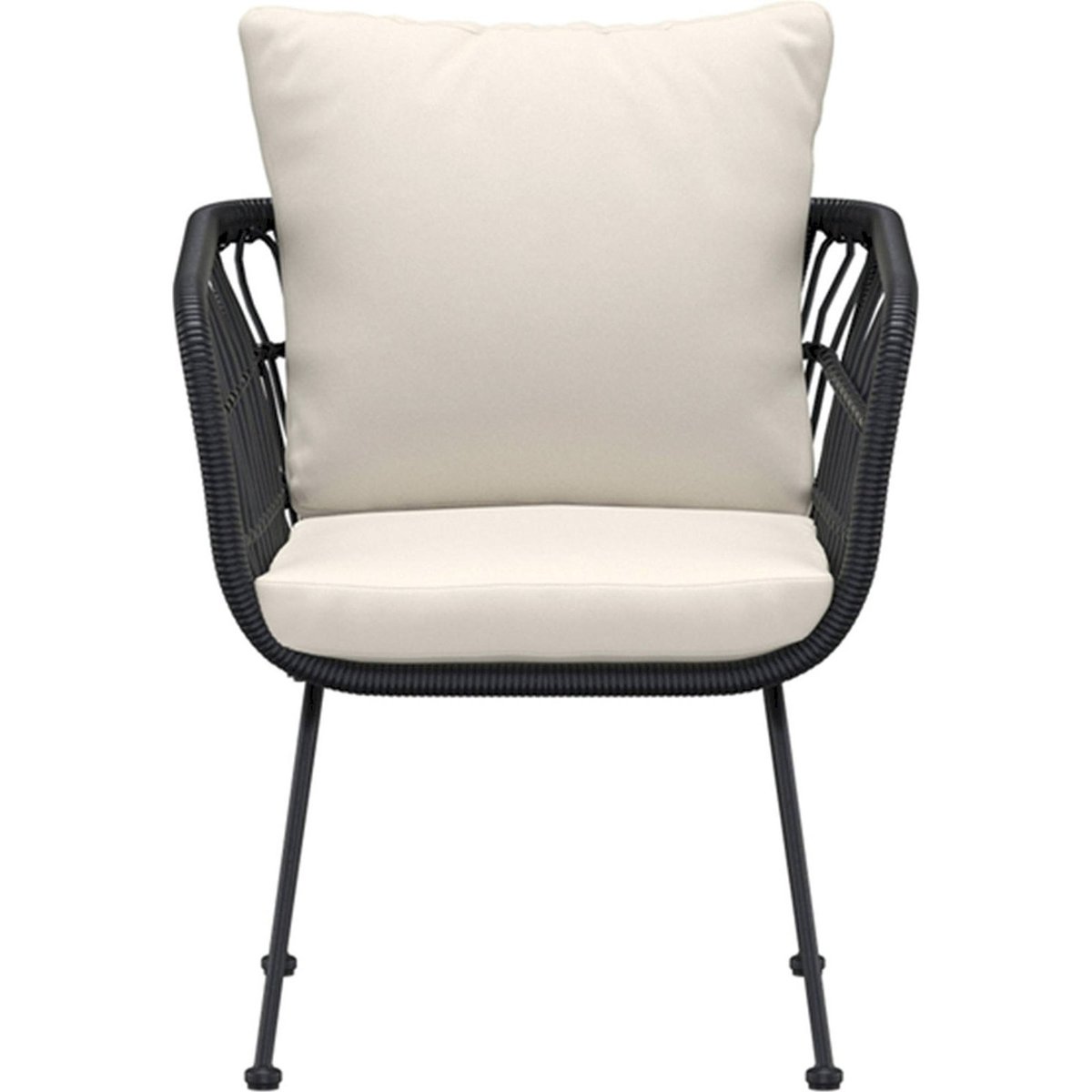 Fauteuil de jardin ajouré collection ISOLA noir et crème, RECOLLECTION