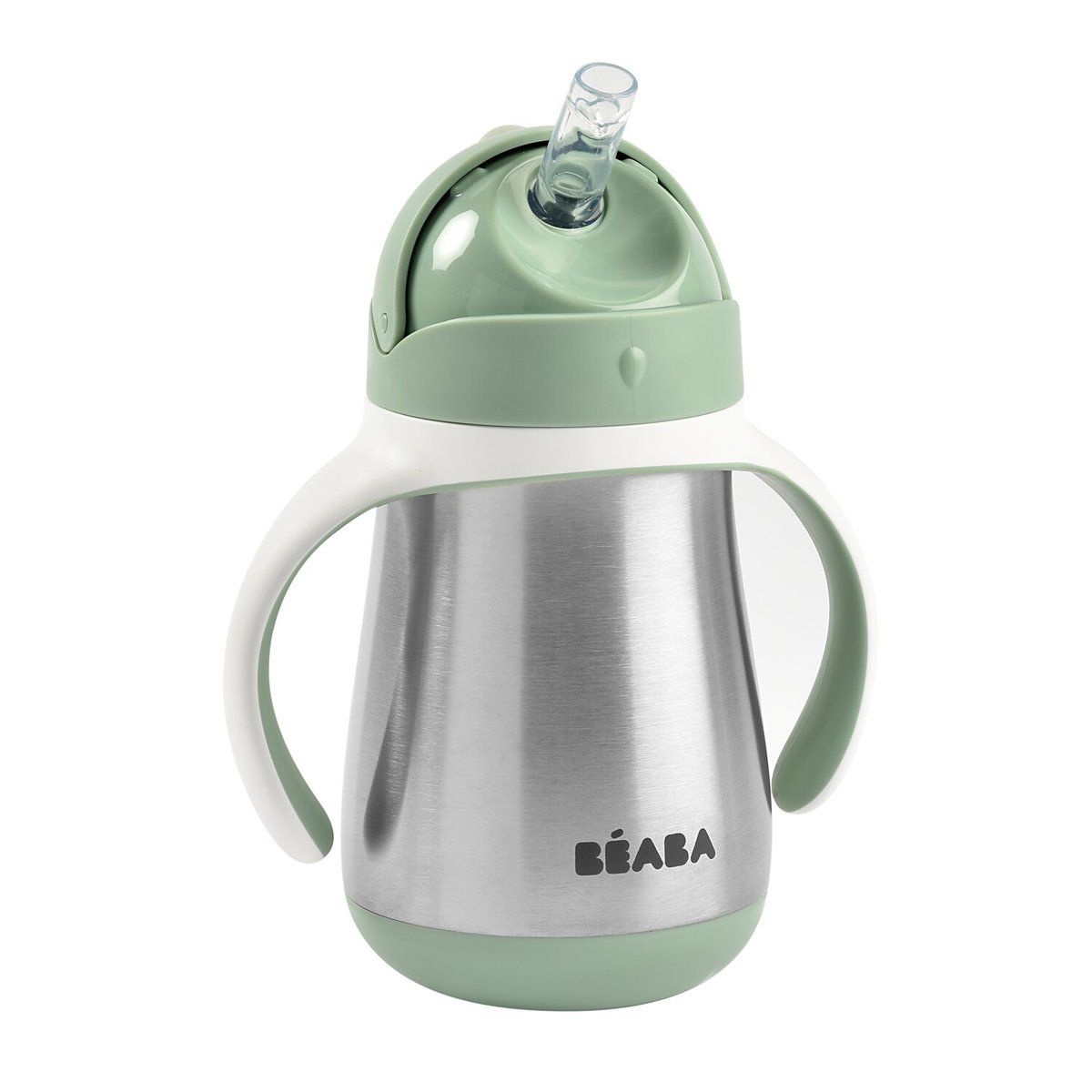 Tasse à paille en inox vert sauge, blanc, BEABA