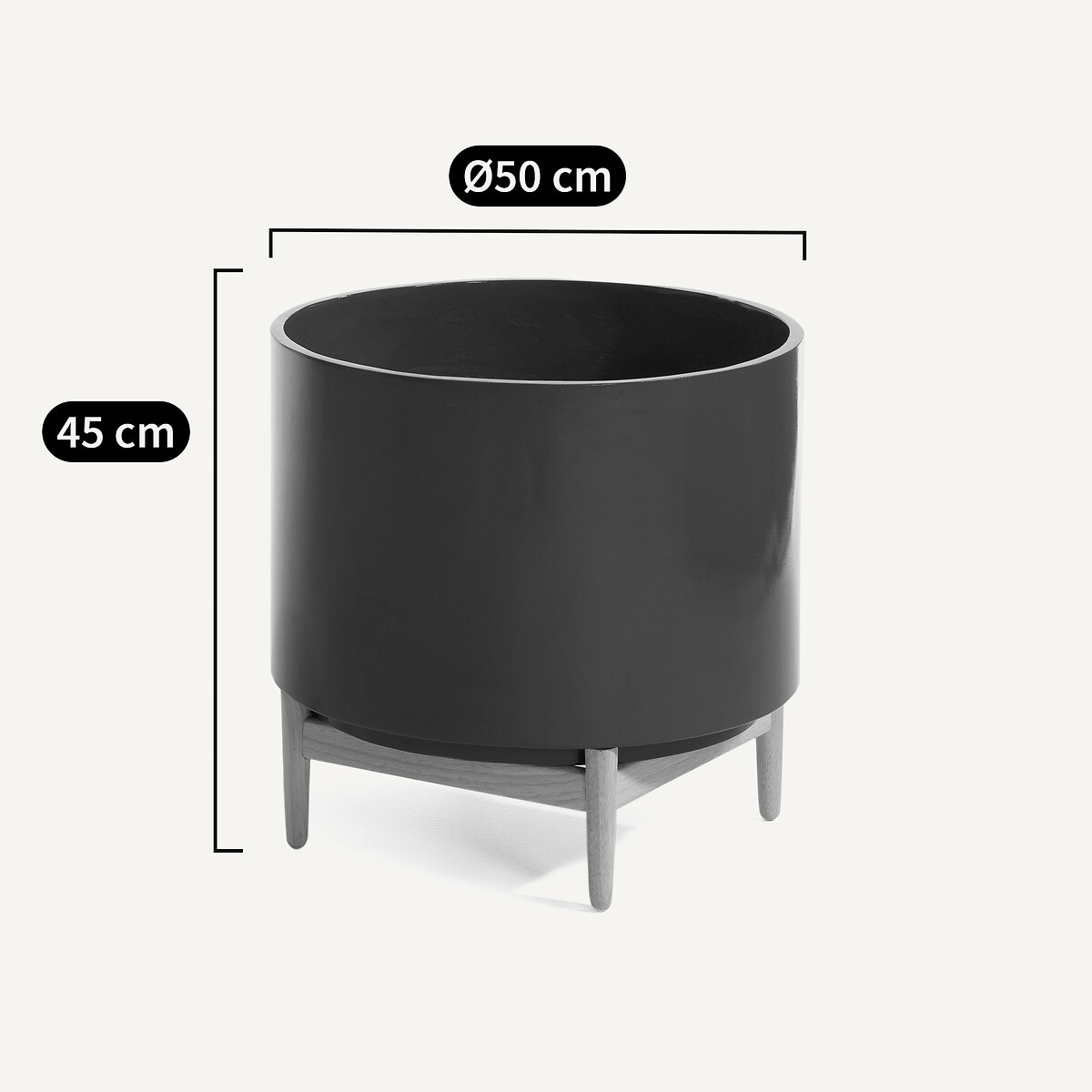 Vaso su base in hevea H45cm, Florian terra di siena , AM.PM