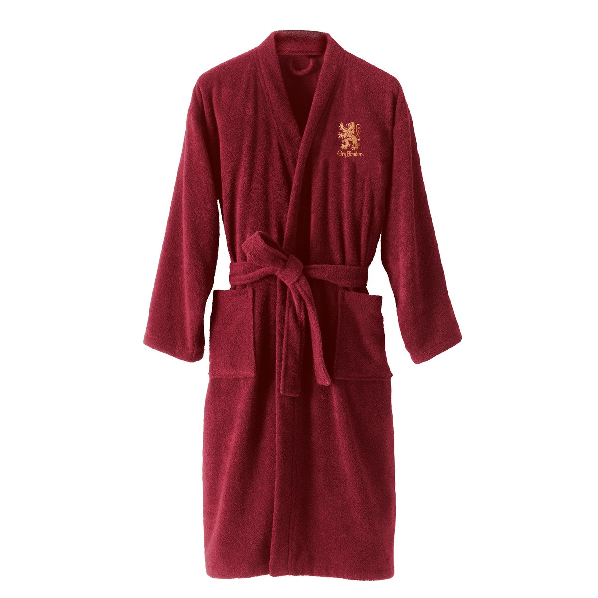 Peignoir brodé 100% coton, GRYFFONDOR rouge, or, HARRY POTTER