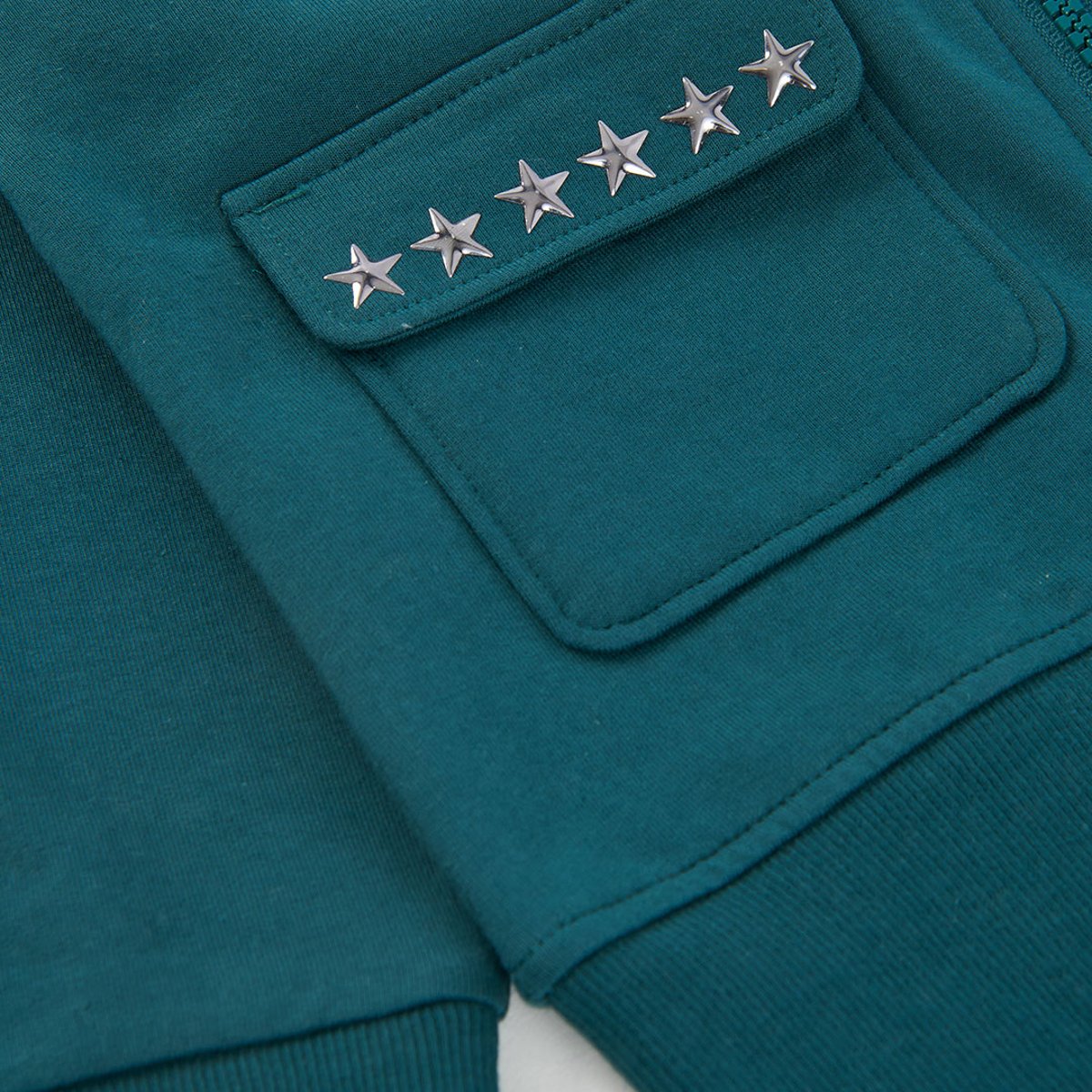 Veste fille en molleton avec étoiles vert, BOBOLI