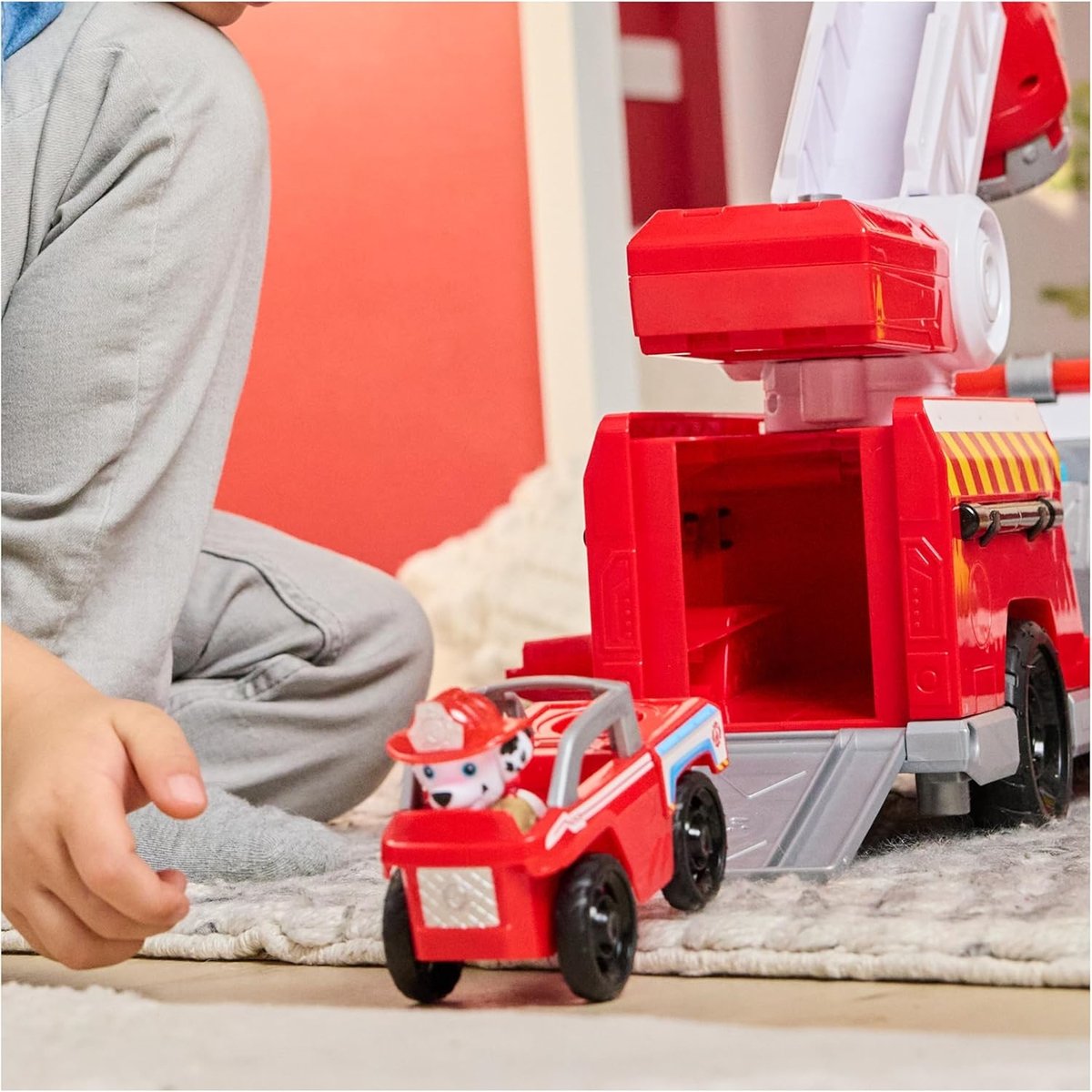 PAW Patrol - Pat Patrouille - Camion de pompiers Fire Rescue rouge et blanc, SPIN MASTER