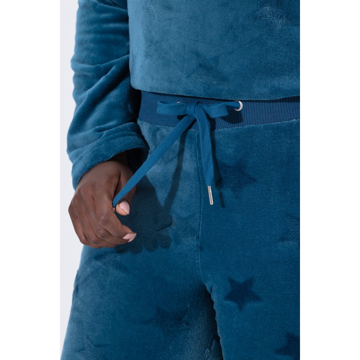 Pantalon homewear, étoiles texturées pétrol, ULLA POPKEN