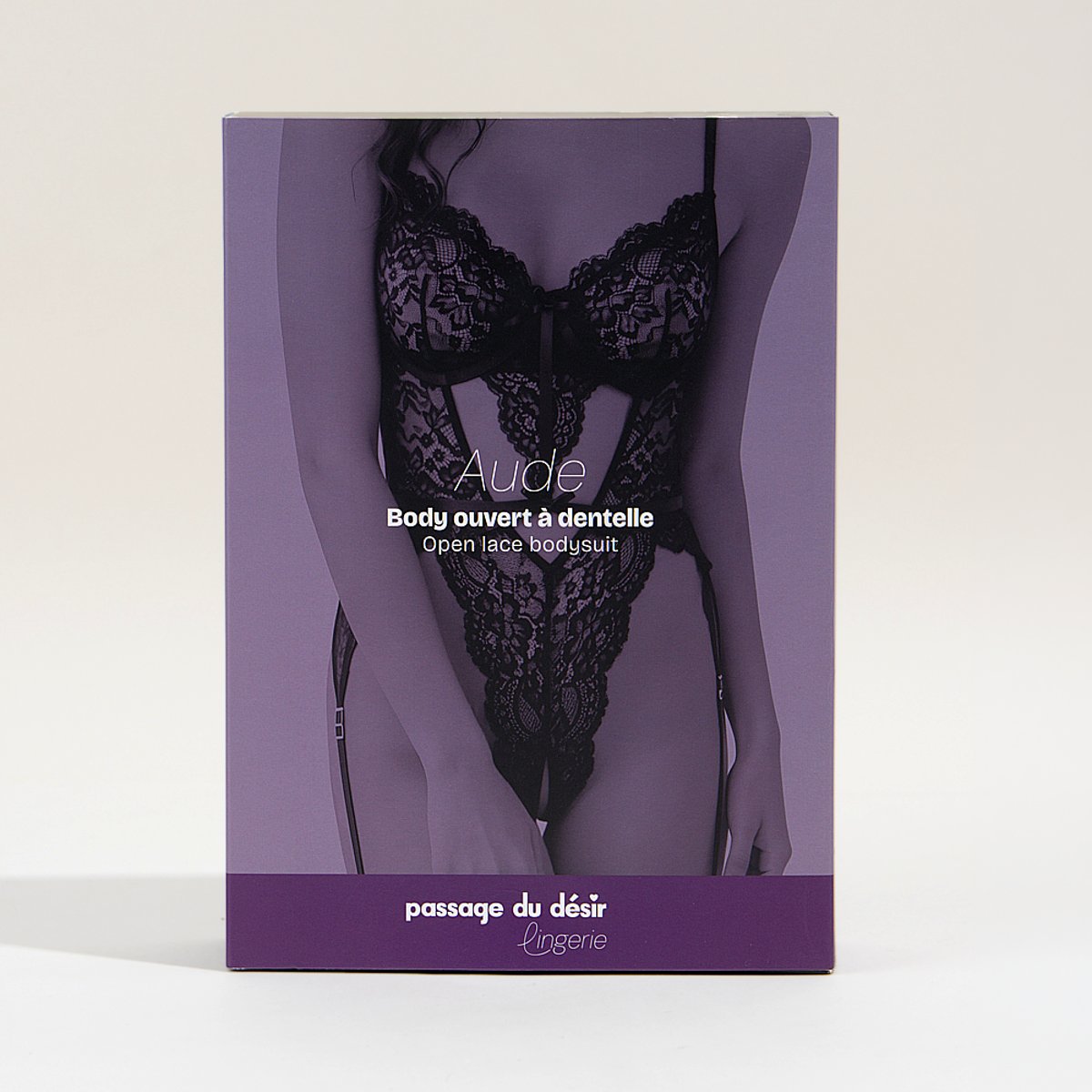 Body ouvert à dentelle Aude noir, PASSAGE DU DESIR LINGERIE