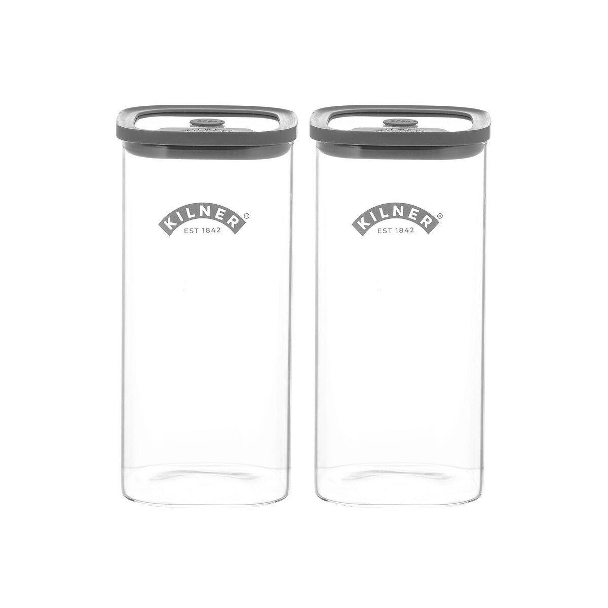 Set of 2 Fresh Storage 1.5L Square Jars transparent, KILNER