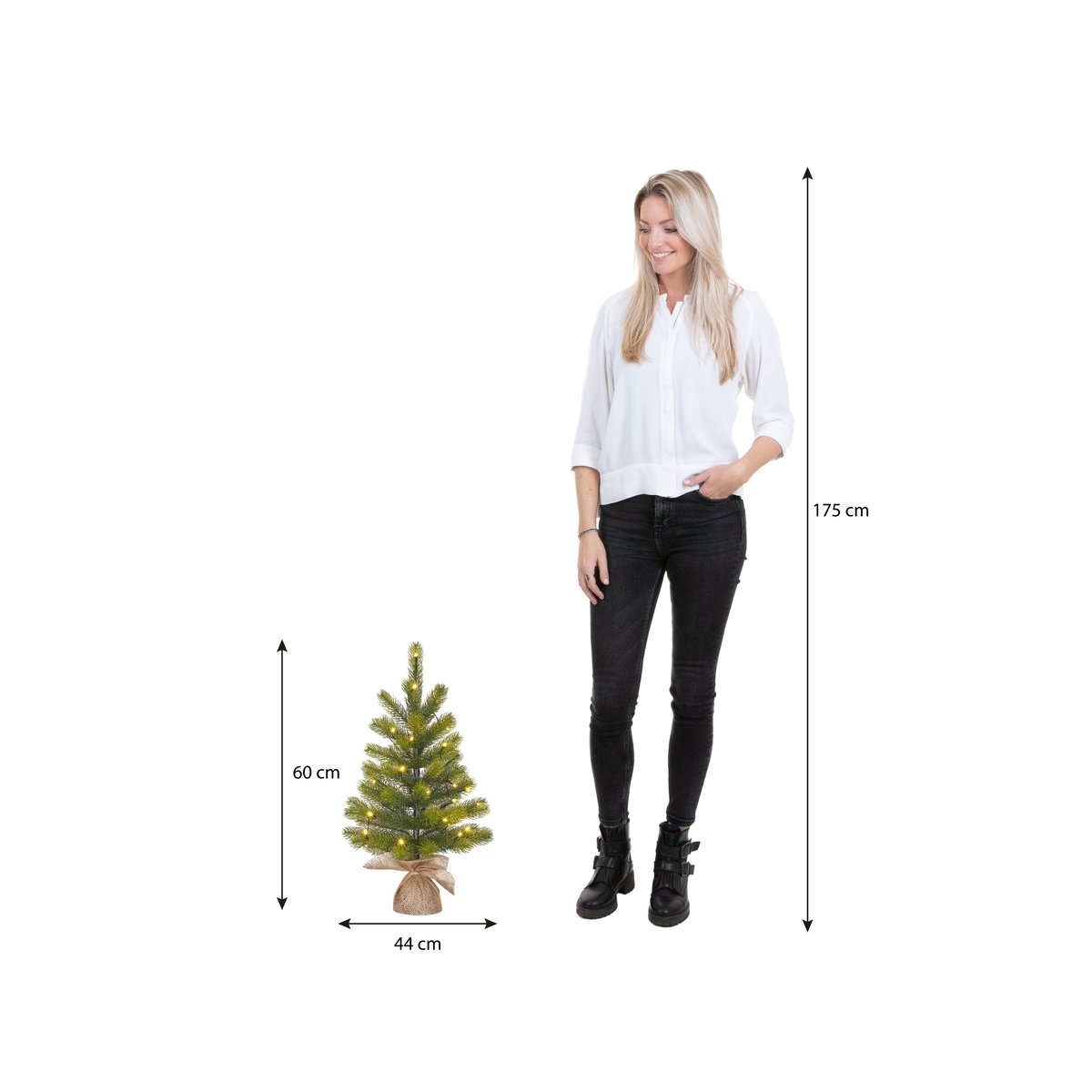Sapin de Noël artificiel avec LED H60 cm NAGOYA vert, BLACK BOX TREES