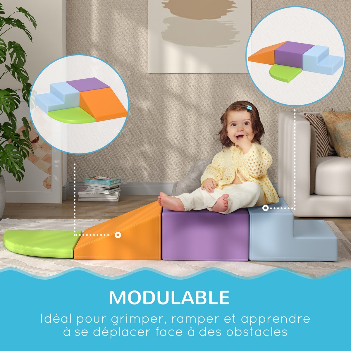 Ensemble de jeux mous pour enfants orange, HOMCOM