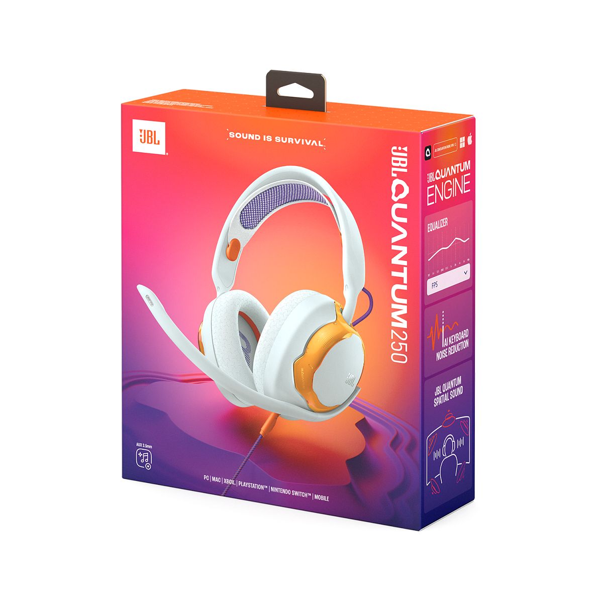 Casque gamer Quantum 250 Blanc Orange blanc, JBL