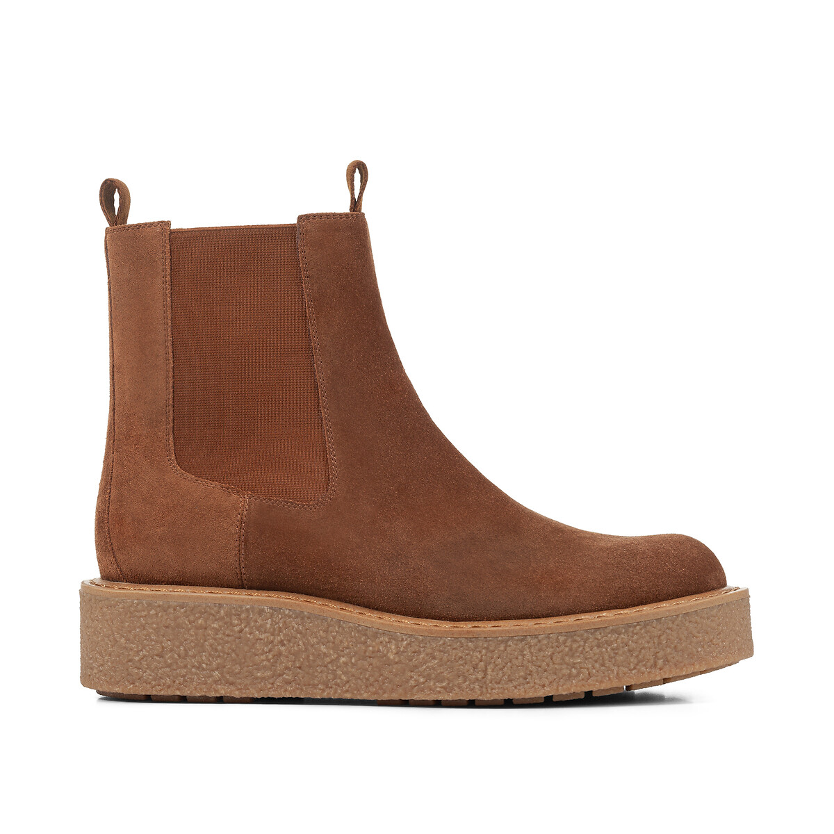 Boots cuir chelsea Elidea, semelle crêpe camel, GEOX