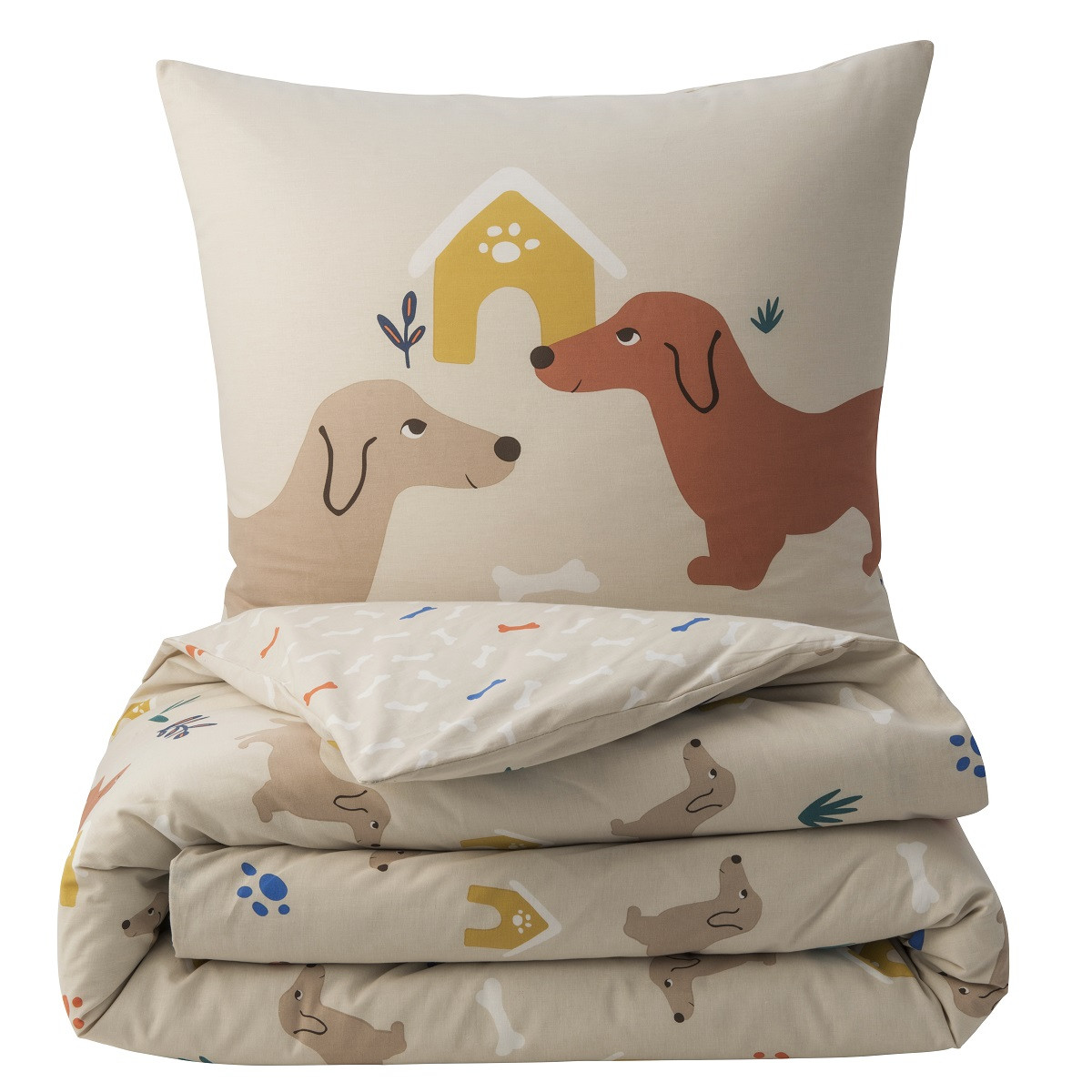 Parure de lit enfant chien teckel réversible MEDOR blanc, FUTURE HOME