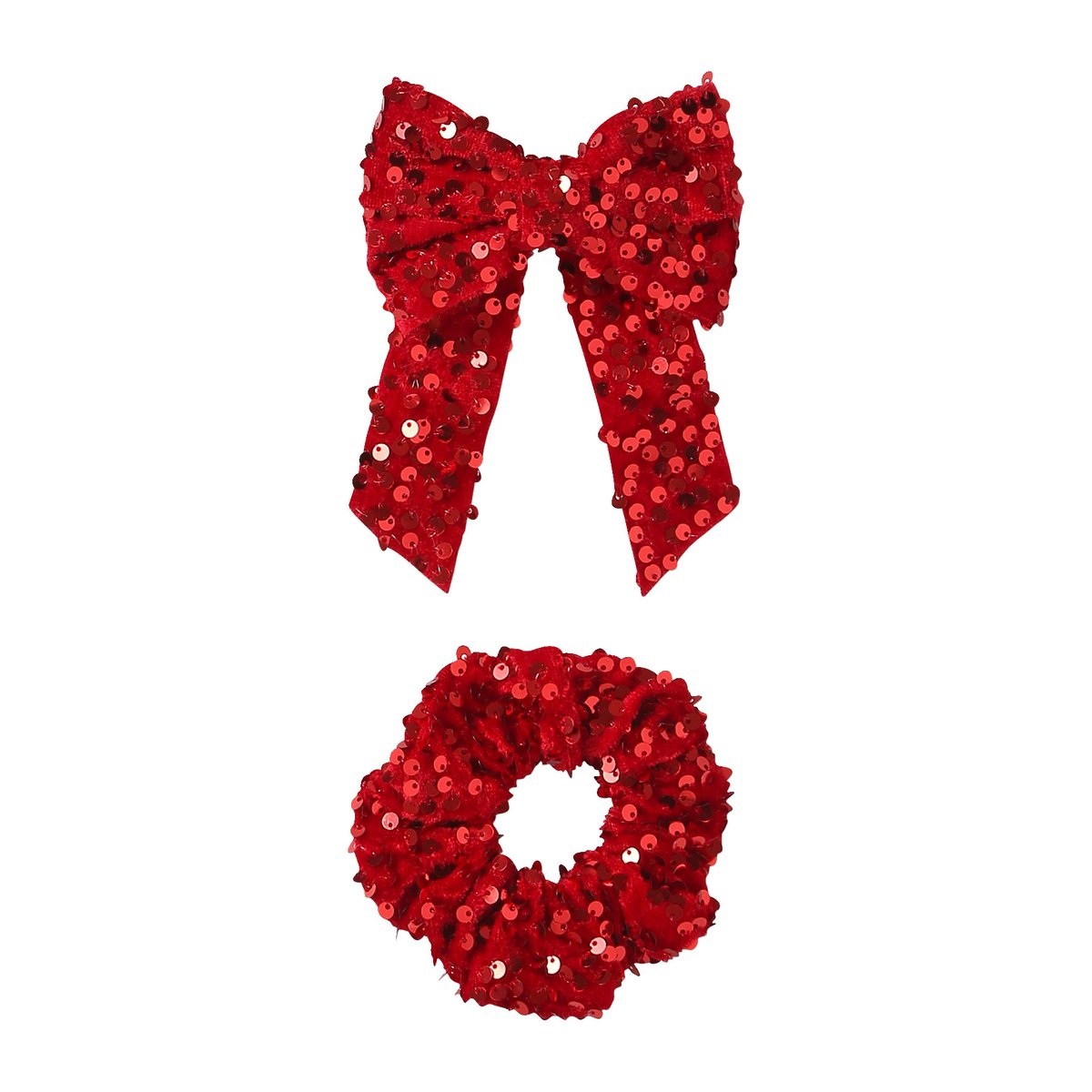 Barrette et chouchou à sequins rouge, VERTBAUDET