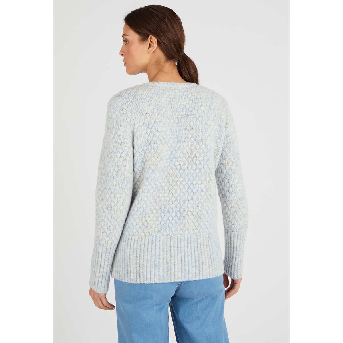 Pull maille multicolore bleu clair chiné, DAMART
