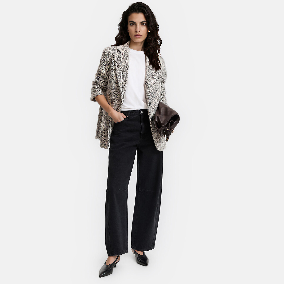 Zebra Print Jacquard Oversize Blazer black zebra print, LA REDOUTE COLLECTIONS