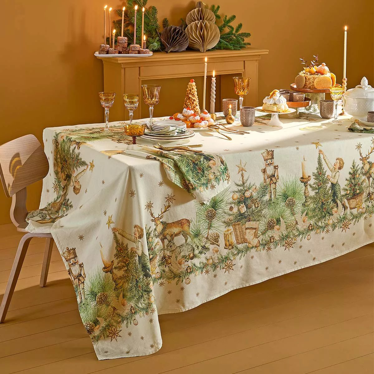 Nappe lin & coton lavé NOEL VINTAGE dore, GARNIER THIEBAUT