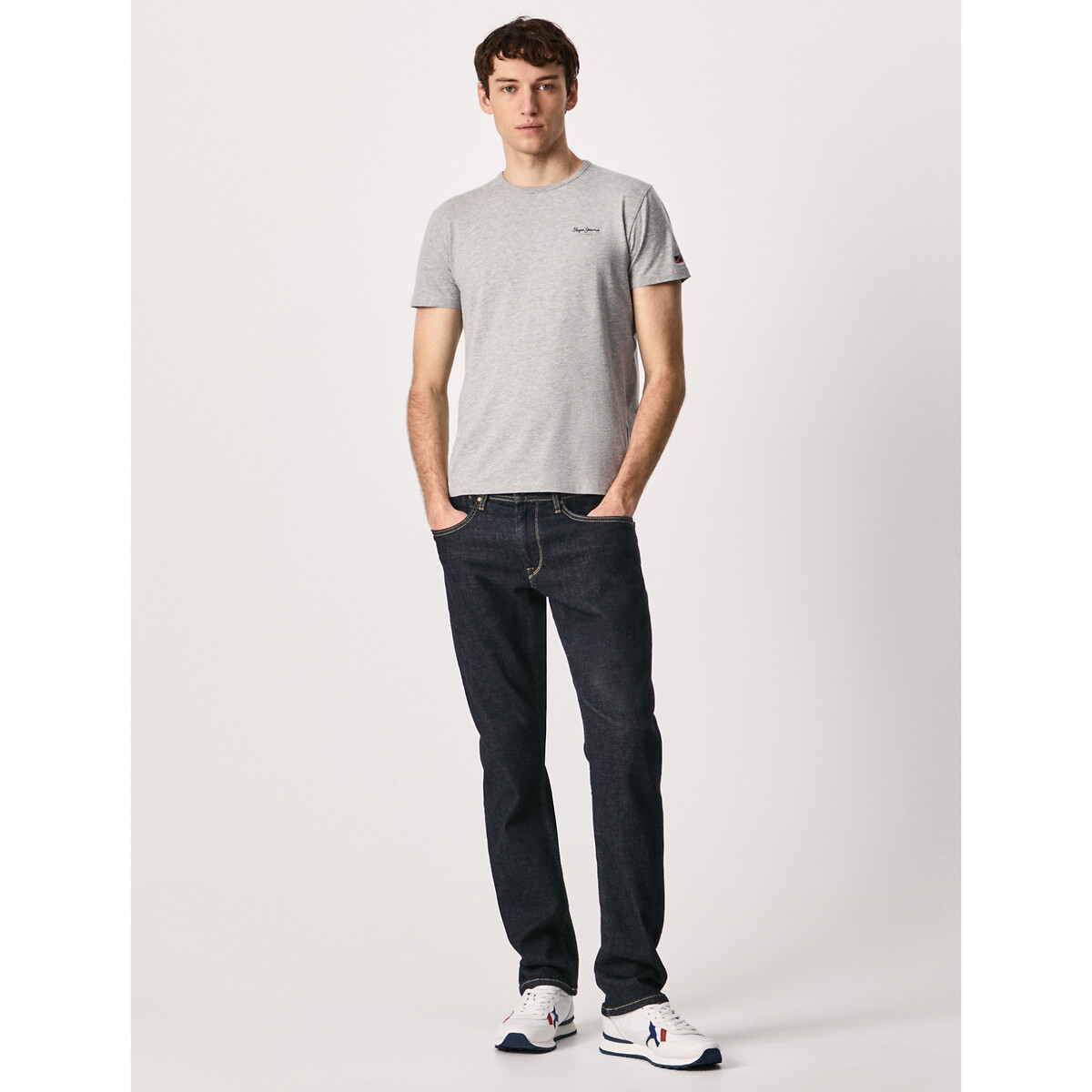 T-shirt col rond stretch Original Basic gris, PEPE JEANS