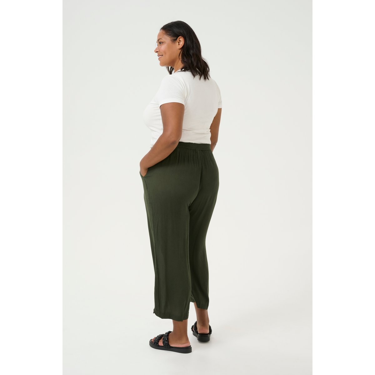 Pantalon casual vert forest night, KAFFE CURVE
