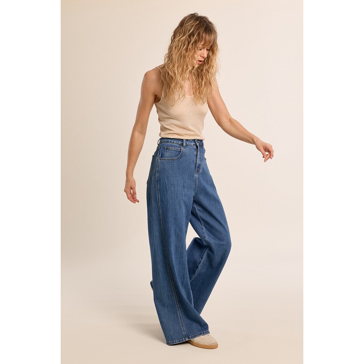 Jean taille haute et large blue denim, MOLLY BRACKEN