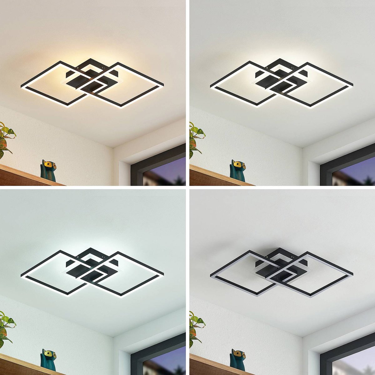 Plafonnier en aluminium moderneLED, Fjardo noir, LINDBY